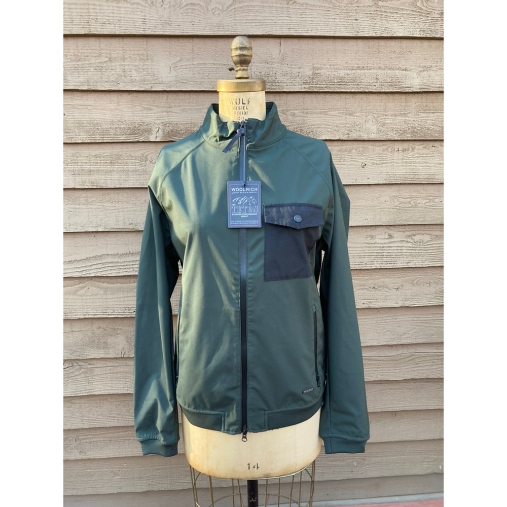 Woolrich John Rich & Bros Teton Soft Shell Bomber Jacket Green Mens L W01028 NWT